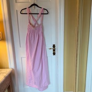 Light Pink Sleeveless Swim Coverup Maxi with Crisscross Straps